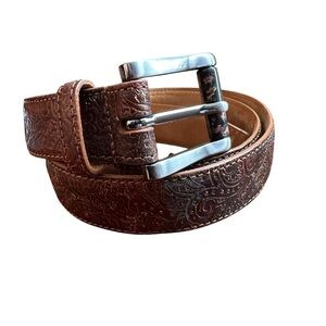 Robert Graham Leather Paisley Embossed Brown Belt Sz 42